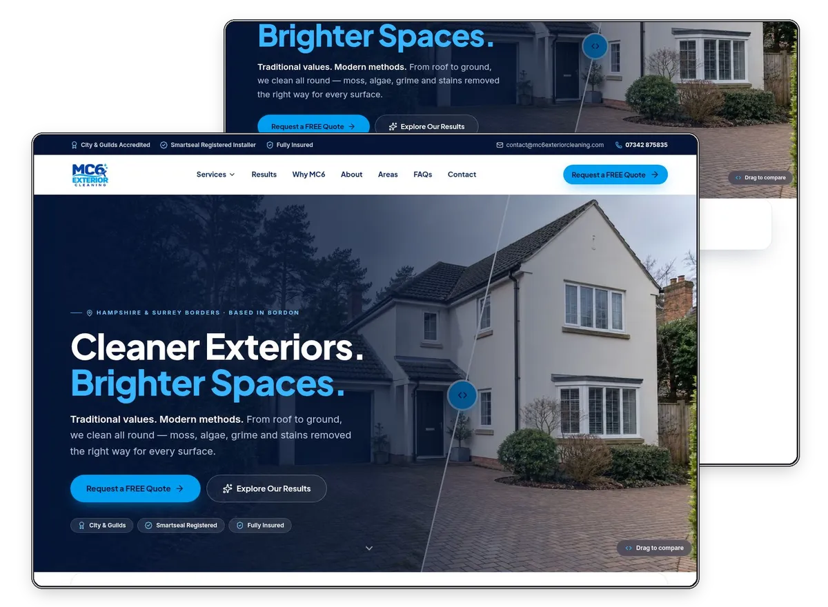 MC6 Exterior Cleaning website designed and built by Exibify