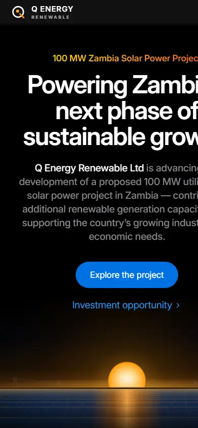 Q Energy Renewable Ltd website on mobile