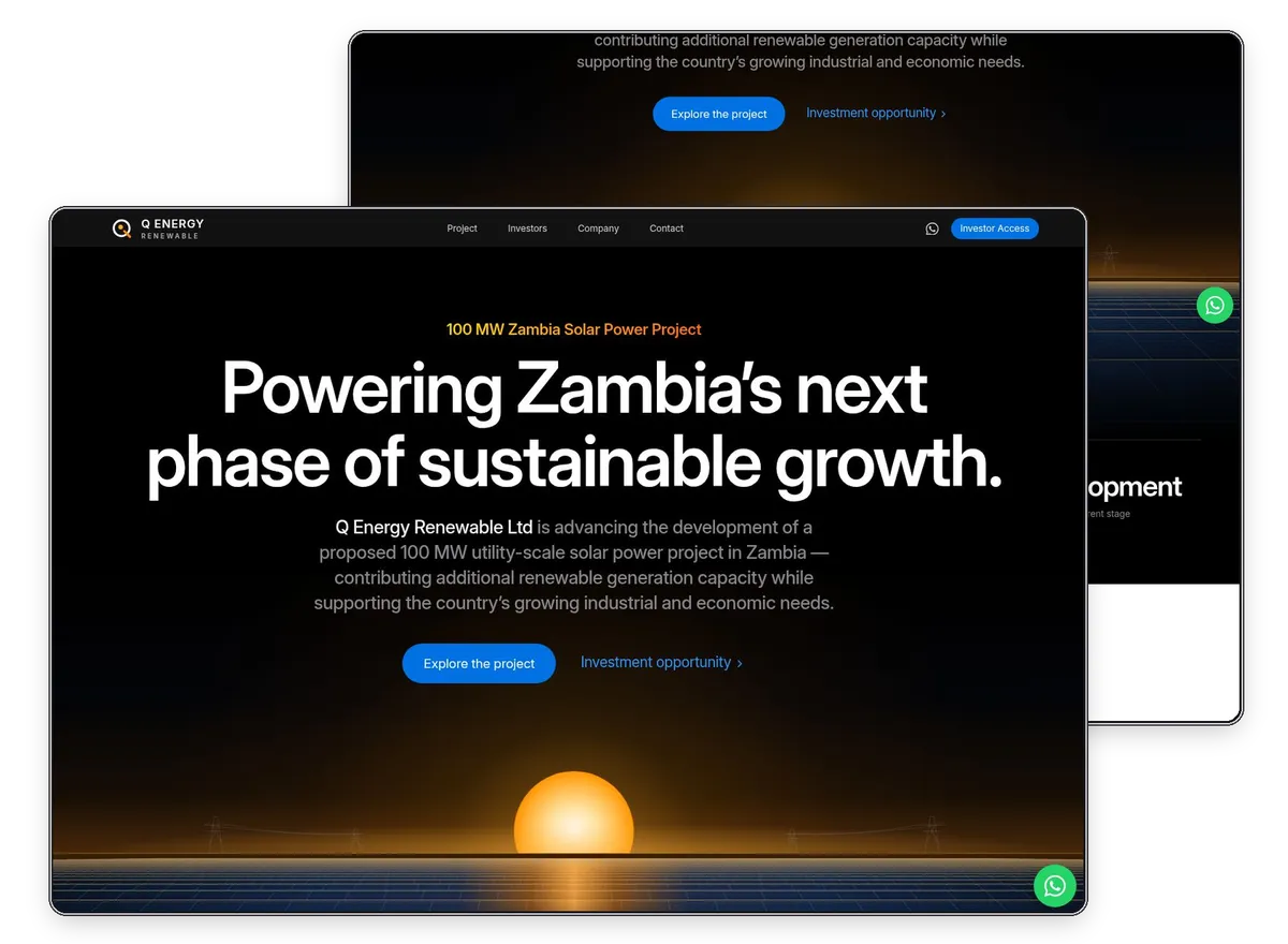 Q Energy Renewable Ltd website designed and built by Exibify