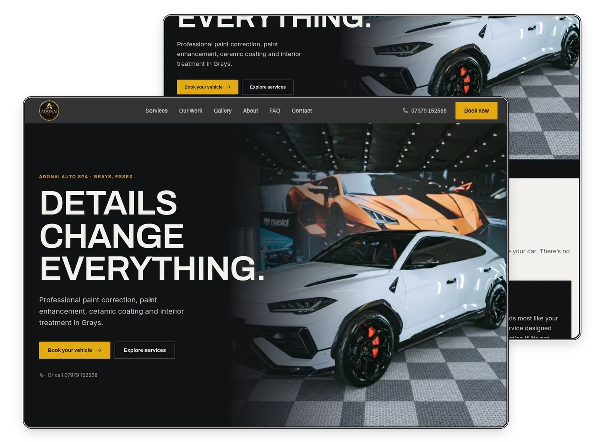 Adonai Auto Spa website designed by Exibify