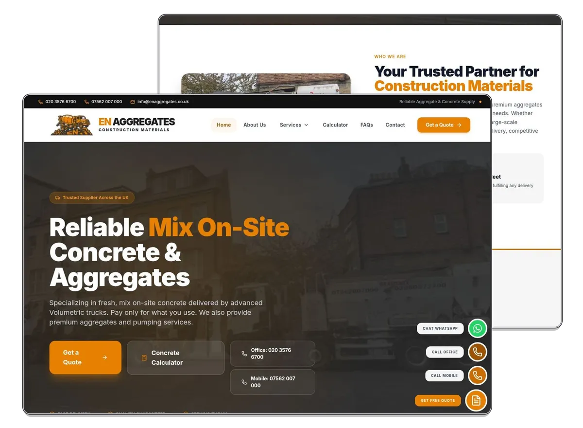 EN Aggregates website designed by Exibify