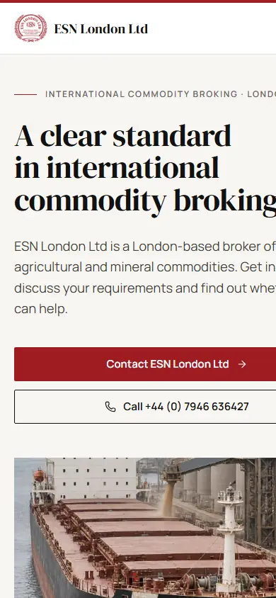 ESN London Ltd website on mobile