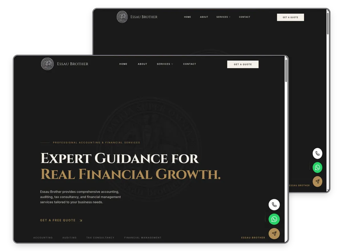 Essau Brother website designed by Exibify