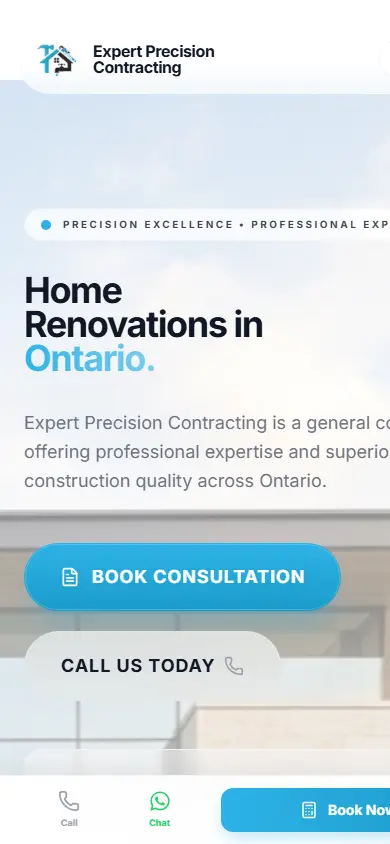 Expert Precision Contracting website on mobile