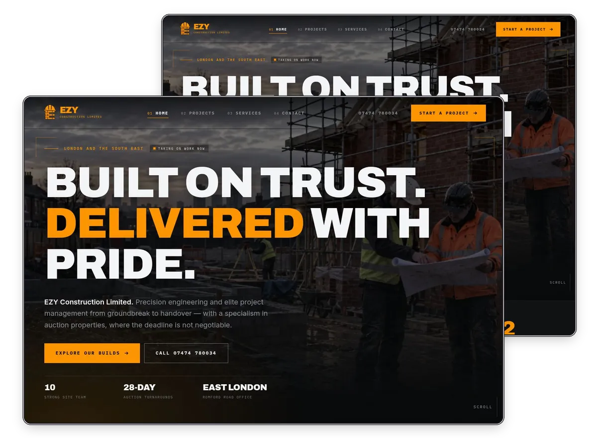 EZY Construction Limited website designed and built by Exibify