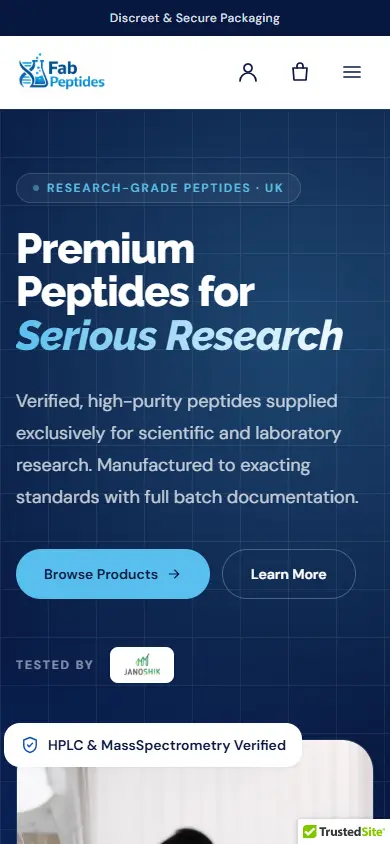 Fab Peptides website on mobile