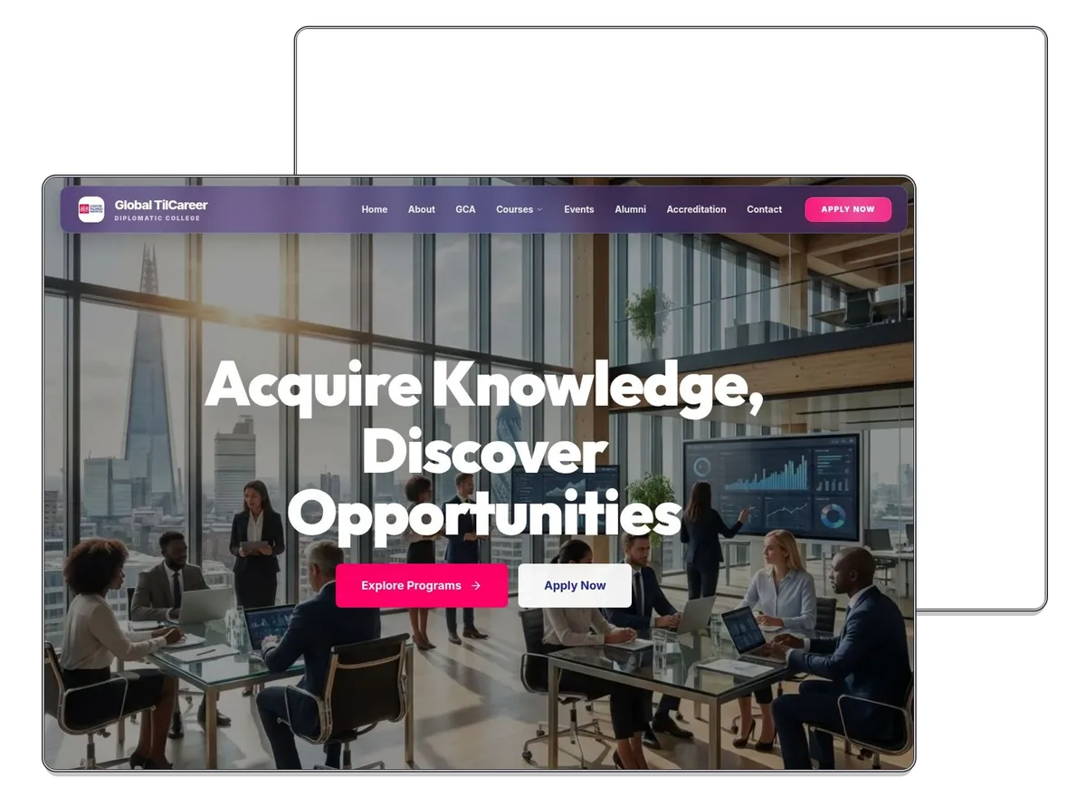Global TilCareer website designed by Exibify