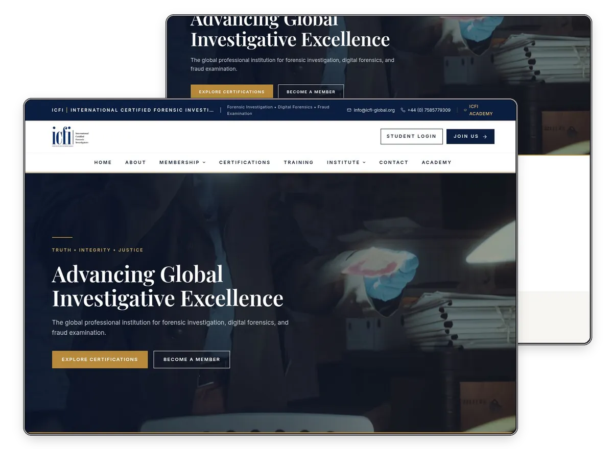 ICFI website designed and built by Exibify