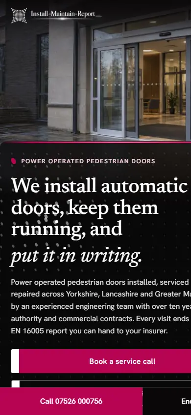 Install-Maintain-Report Ltd website on mobile