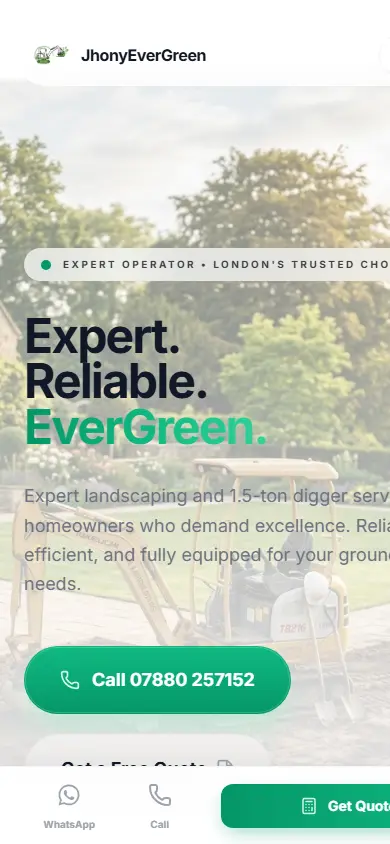 JhonyEverGreen website on mobile