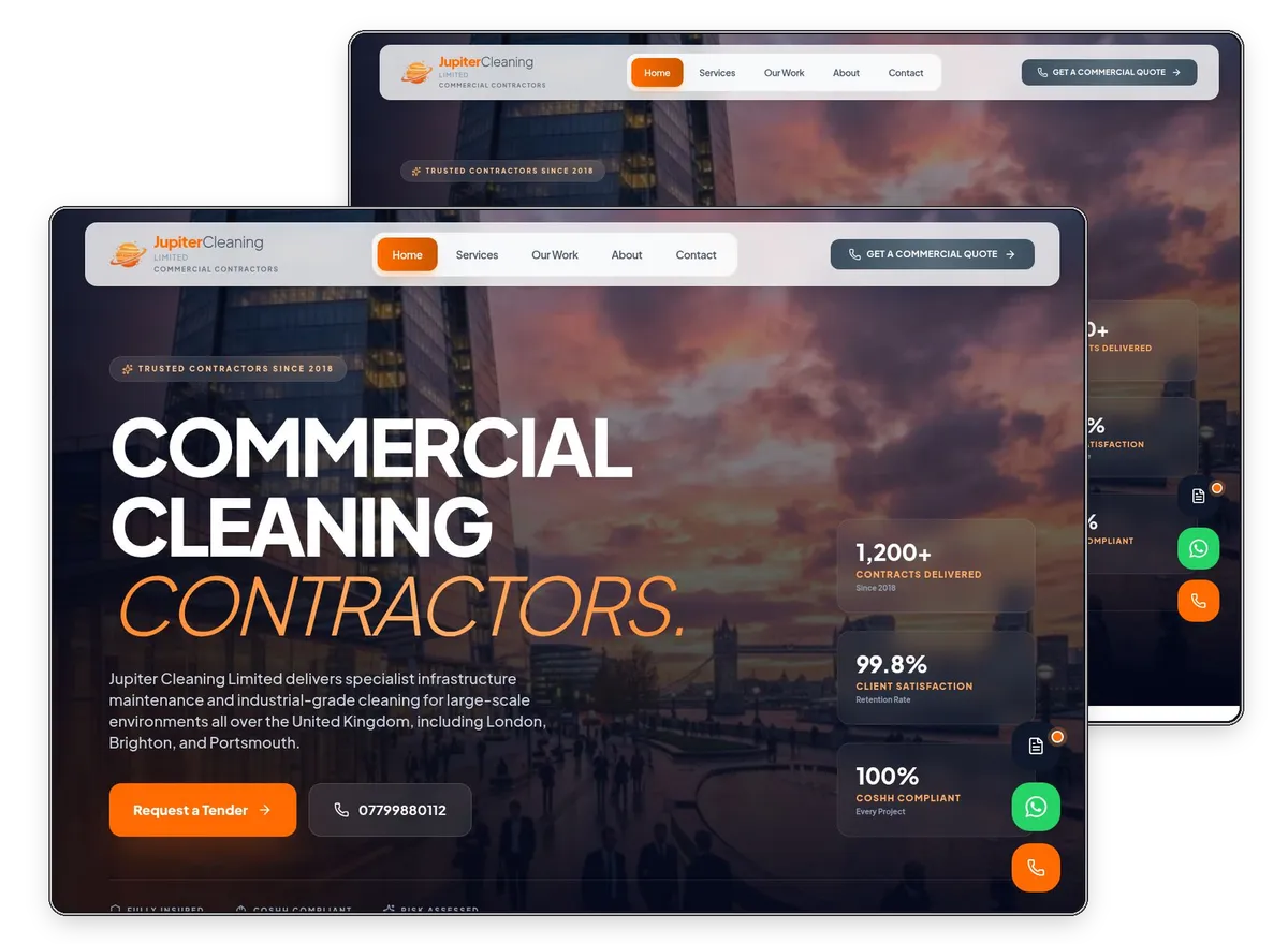 Jupiter Cleaning Limited website designed by Exibify