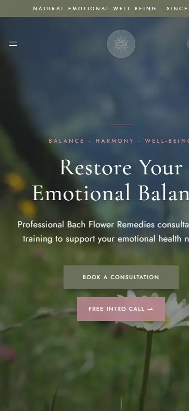 My Bach Flowers Remedies website on mobile