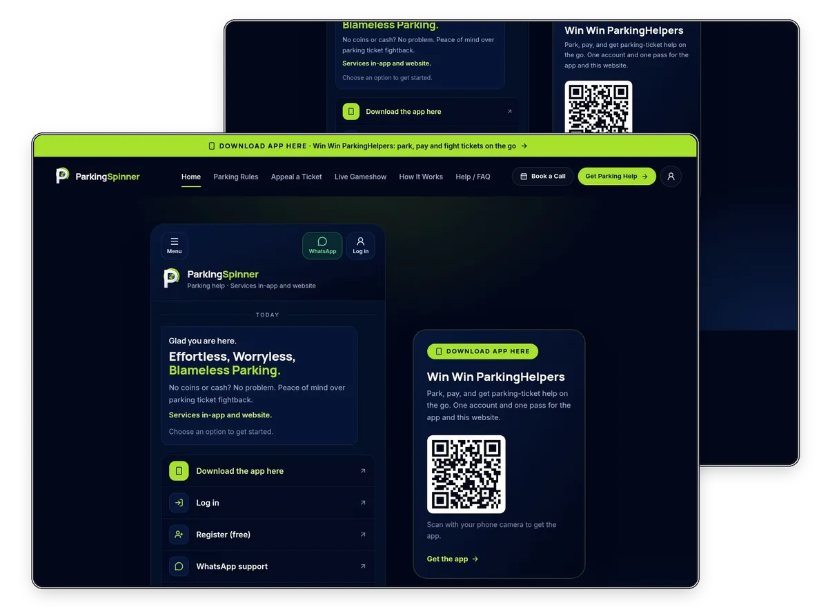 ParkingSpinner website designed and built by Exibify