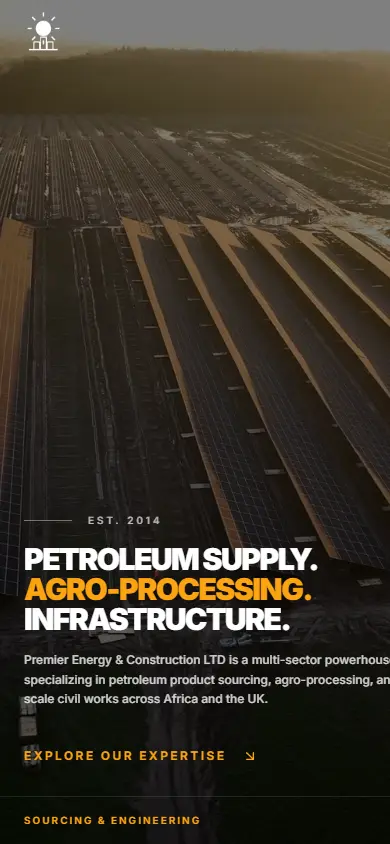 Premier Energy & Construction LTD website on mobile
