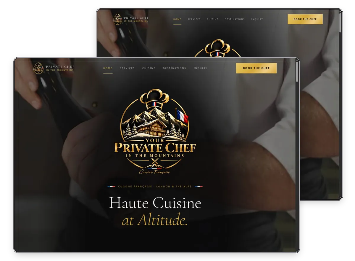 Private Chef in the Mountains website designed and built by Exibify