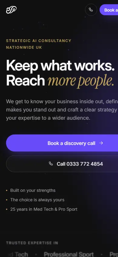 Synapse Strategic AI website on mobile