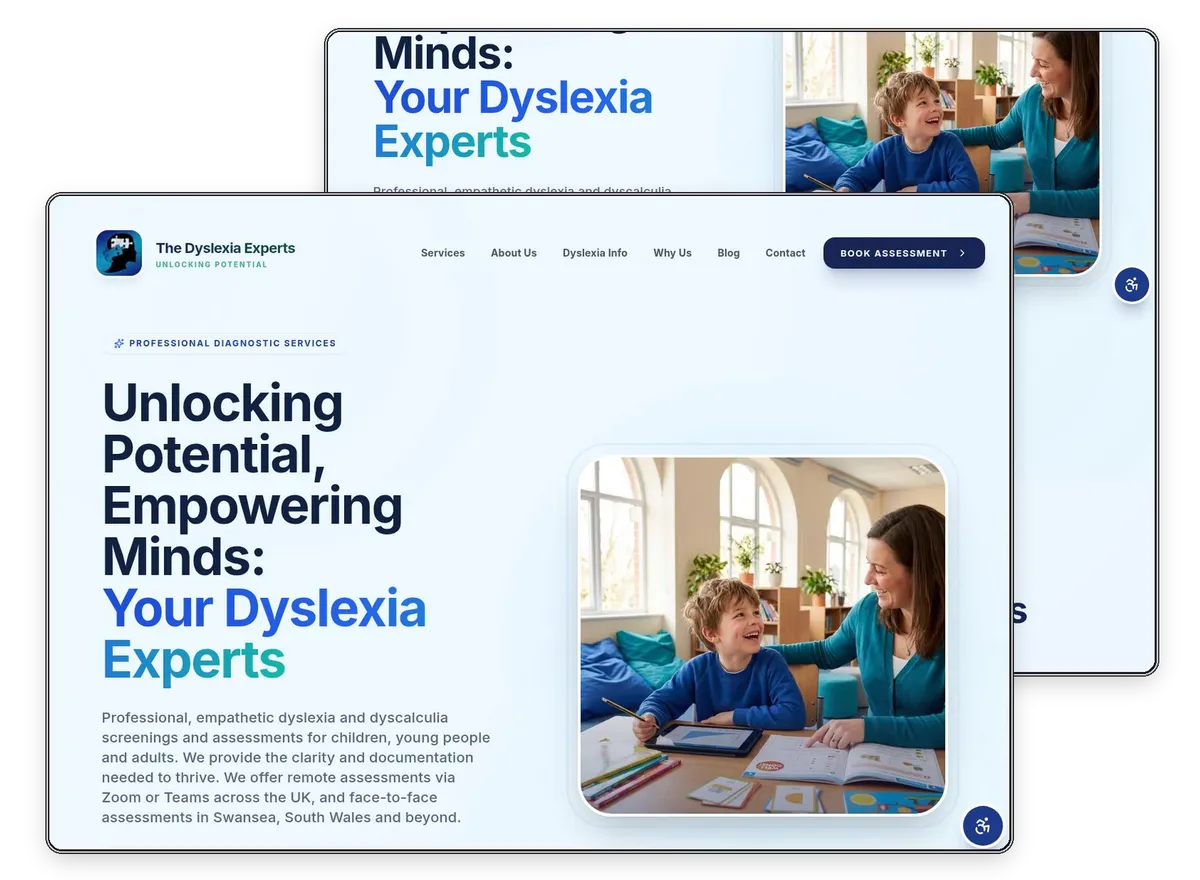 The Dyslexia Experts website designed by Exibify