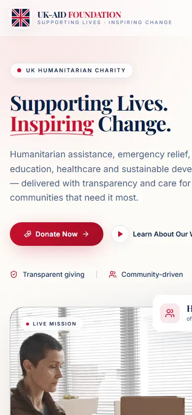 UK-AID Foundation website on mobile
