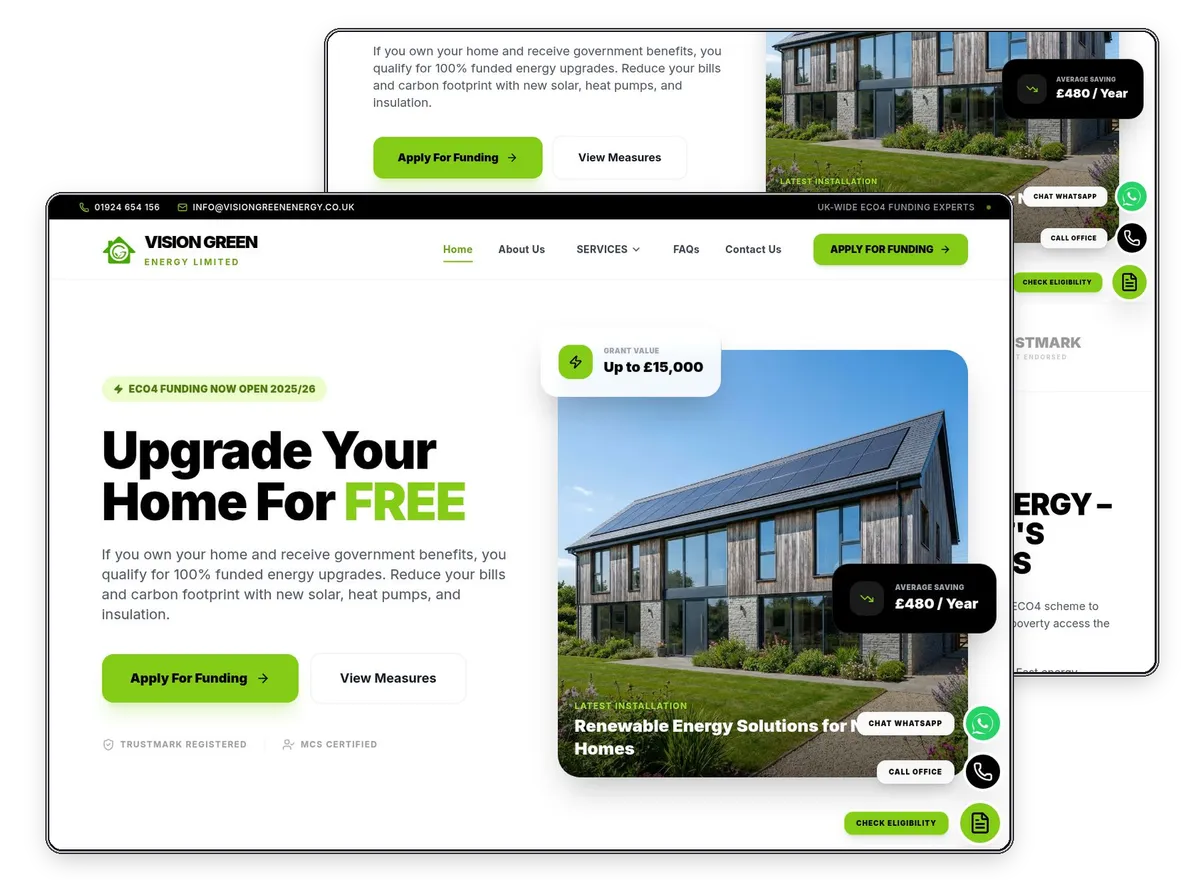 Vision Green Energy website designed by Exibify
